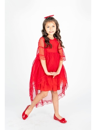 Crew neck - Fully Lined - Red - Girls` Dress - MNK Baby