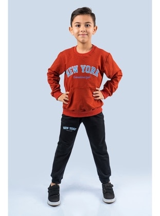Crew neck - Unlined - Brick Red - Boys` Tracksuit - MNK Baby