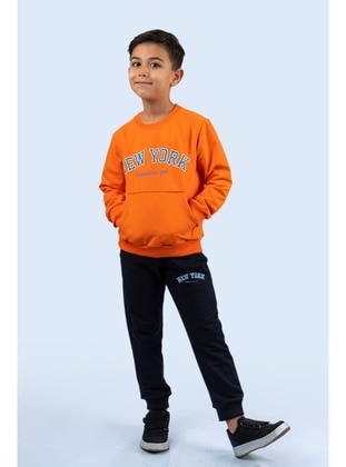 قبة مدورة - نسيج غير مبطن - برتقالي - ملابس رياضة للأولاد - MNK Baby