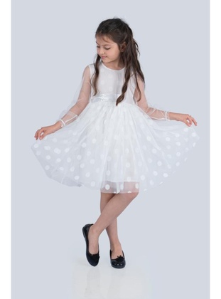 Fully Lined - White - Girls` Dress - MNK Baby