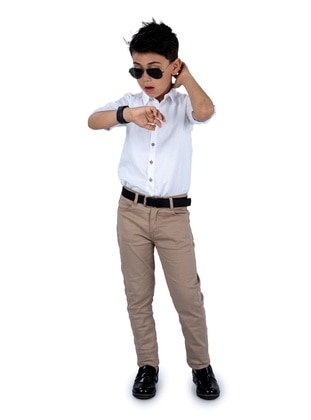 Cuban Collar - Unlined - White - Boys` Suit - MNK Baby