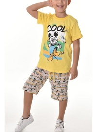 Printed - Crew neck - Unlined - Yellow - Boys` Suit