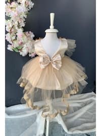 Sequin Bowknot Satin Baby Girl Baby Suit Pnpn176-Beige
