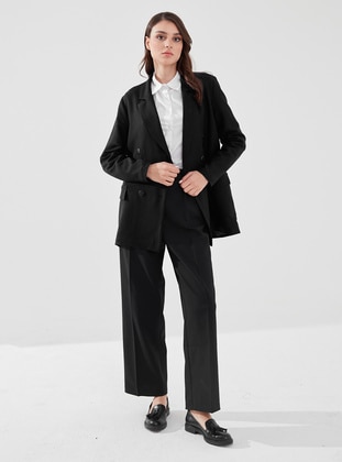 Black - Fully Lined - Shawl Collar - Jacket - Sahra Afra