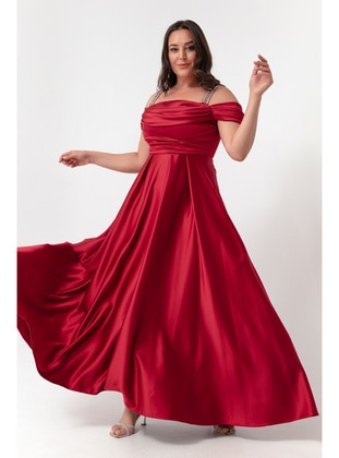 Burgundy - Plus Size Evening Dress - LAFABA