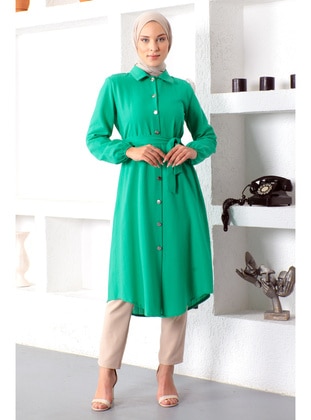 Front Button Tunic Green