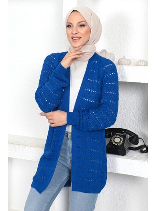 Saxe Blue - Knit Cardigan - Tesettür Dünyası