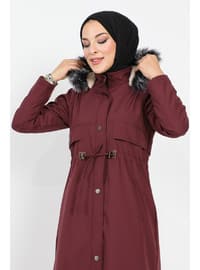 Maroon - Fully Lined - Crew neck - Puffer Jackets