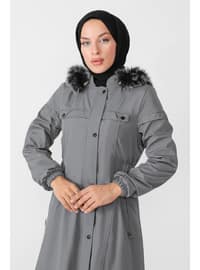 Grey - Fully Lined - Crew neck - Puffer Jackets