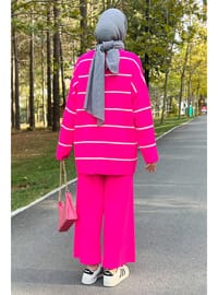 Fuchsia - Unlined - Crew neck - Knit Suits