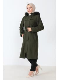 Khaki - Fully Lined - Plus Size Coat