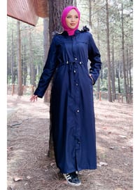 Navy Blue - Fully Lined - Plus Size Coat
