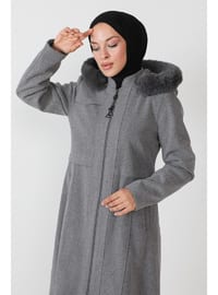 Grey - Fully Lined - Plus Size Coat