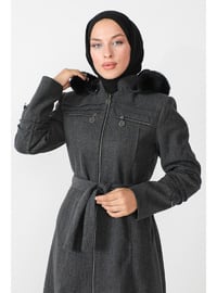 Anthracite - Fully Lined - Crew neck - Coat