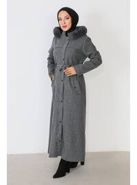 Grey - Fully Lined - Plus Size Coat