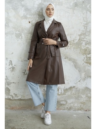 Bitter Chocolate - Double-Breasted - Trench Coat - InStyle