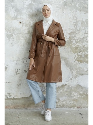 Tan - Double-Breasted - Trench Coat - InStyle