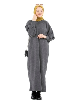 Grey - Knit Dresses - Sevitli