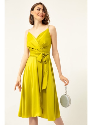 Pistachio Green - Double-Breasted - Fully Lined - Evening Dresses - LAFABA