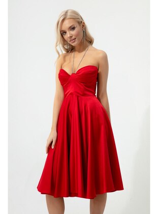 Fully Lined - Red - Zero collar - Evening Dresses - LAFABA