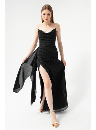 Black - Silvery - Fully Lined - Evening Dresses - LAFABA