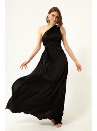 Black - Boat neck - Fully Lined - Evening Dresses - LAFABA