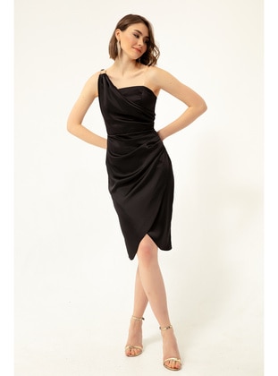 Black - Fully Lined - Turndown collar - Evening Dresses - LAFABA