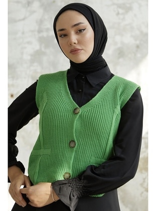 Green - Knit Cardigan - InStyle