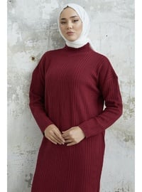Burgundy - Knit Dresses