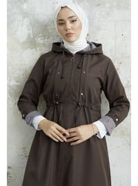 Bitter Chocolate - Unlined - Hooded collar - Trench Coat