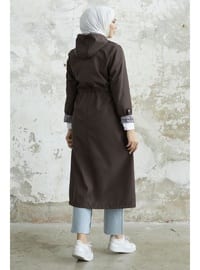 Bitter Chocolate - Unlined - Hooded collar - Trench Coat