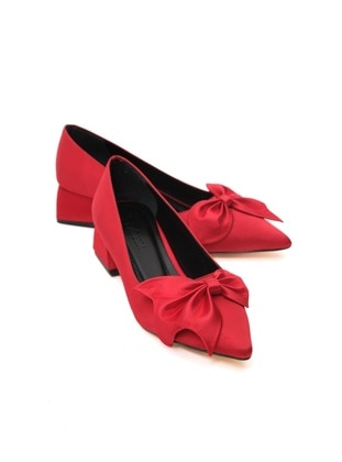 Red - Flat Shoes - DİVOLYA