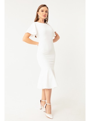 White - Modest Dress - LAFABA