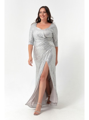 Grey - Plus Size Evening Dress - LAFABA