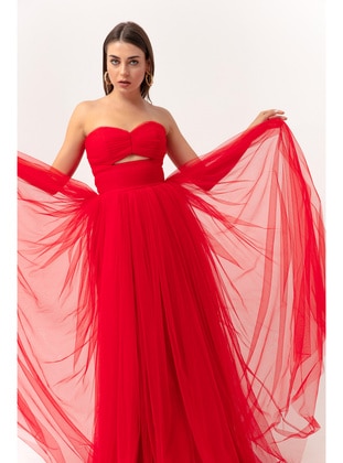 Red - Fully Lined - Evening Dresses - LAFABA