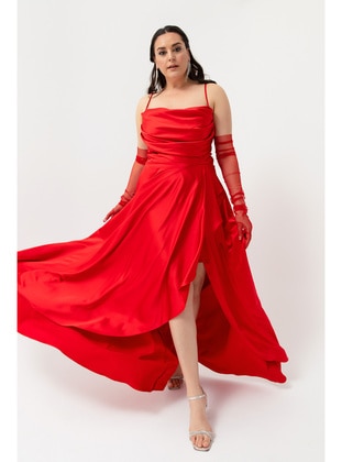 Red - Fully Lined - Plus Size Evening Dress - LAFABA