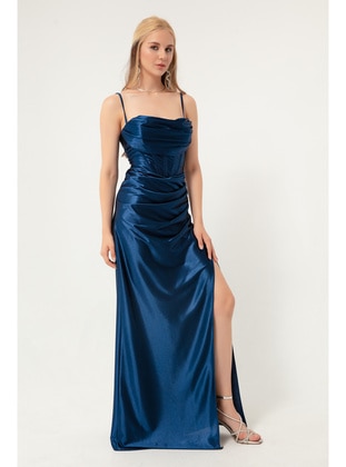 Navy Blue - Fully Lined - Evening Dresses - LAFABA