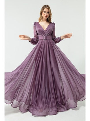 Lavender - Fully Lined - Double-Breasted - Evening Dresses - LAFABA