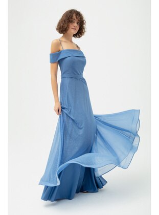 Blue - Sweatheart Neckline - Fully Lined - Evening Dresses - LAFABA
