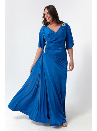 Blue - Plus Size Evening Dress - LAFABA