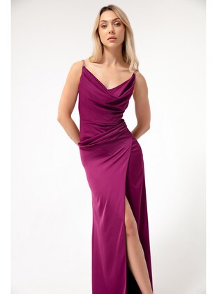 Maroon - Fully Lined - Evening Dresses - LAFABA