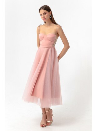 Powder Pink - Fully Lined - Silvery - Evening Dresses - LAFABA