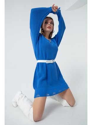 Saxe Blue - Knit Dresses - LAFABA