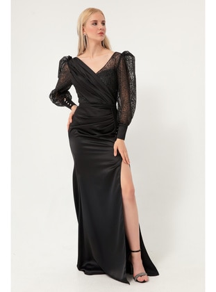 Black - Double-Breasted - Fully Lined - Evening Dresses - LAFABA