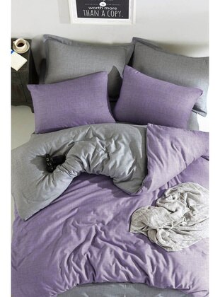 Lilac - Gray - Double Duvet Covers - Tofisa