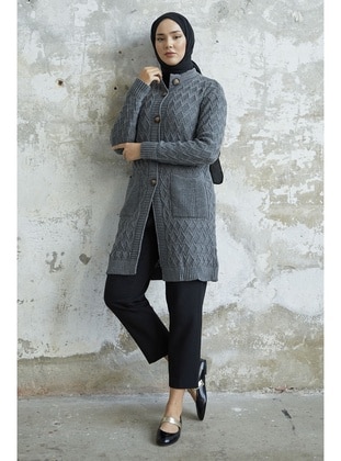 Anthracite - Knit Cardigan - InStyle