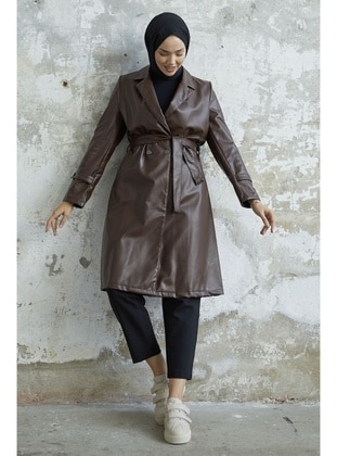 Bitter Chocolate - Double-Breasted - Trench Coat - InStyle