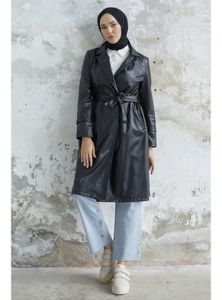 Black - Double-Breasted - Trench Coat - InStyle