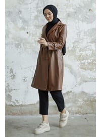Tan - Double-Breasted - Trench Coat