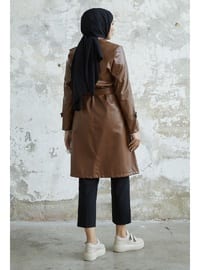 Tan - Double-Breasted - Trench Coat